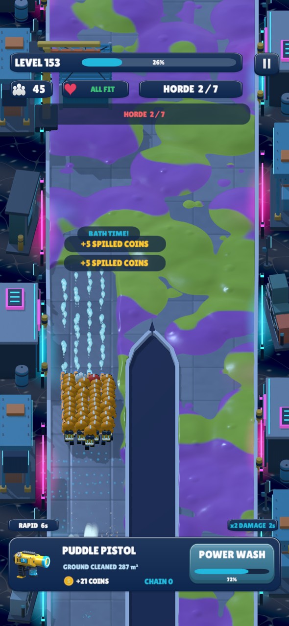 SlimeBop patrol among the containers and lights of Neon Docks